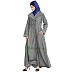 Front open pleated coat abaya- Silver Grey
